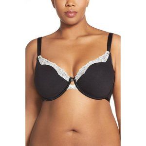 CURVY COUTURE Full Figure Lace Trim Bra #1009 Black 36H NEW
